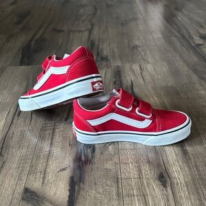 *NEVER WORN* Vans Kids Red and White Velcro Sneakers
